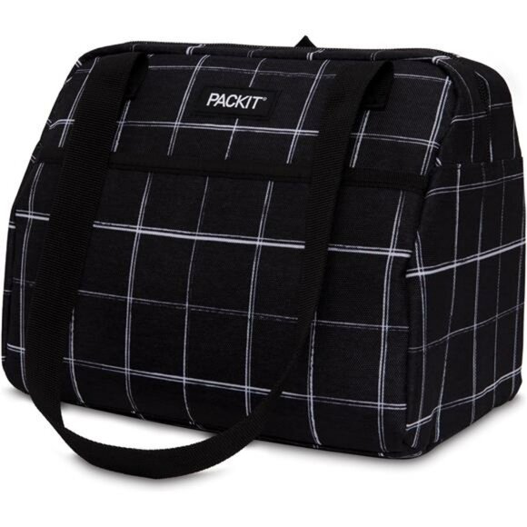 Freezable Insulated Lunch Bag with Shoulder Strap Reusable Cooler Tote Black - Picture 4 of 7